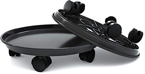 Coadura Plant Caddy 36cm,2 Pack Plant Caddy with Wheels Heavy Duty,Round Potted Plant Stand Mover,Rollers Dolly Trolley Tray Pallet with Wheels Indoor Outdoor Home Garden(14 Black)