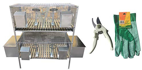 Gabbia Conigli Rabbit Plus Conigliera Mista a Sezioni Sovrapposte Fattrici e Ingrasso. Max Ingombro cm 152 x 50 x H 130. Omaggio Guanti e Forbici Worth Professionali da Giardino