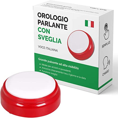 Orologio parlante Voce Italiana per Anziani, Malati di Alzheimer, Ipovedenti o Non vedenti - Idea Regalo per Nonni e Genitori - Sveglia Senior