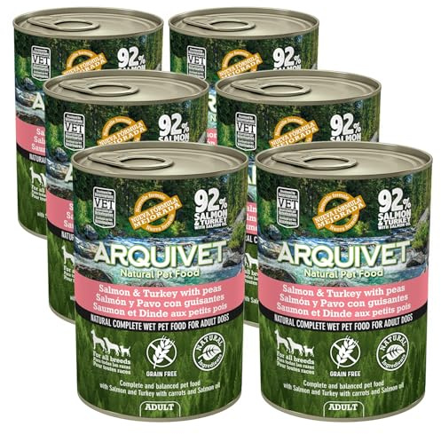 Arquivet Latas de Salmón y Pavo con Guisantes y Aceite de salmón -, 400 g (Paquete de 6)