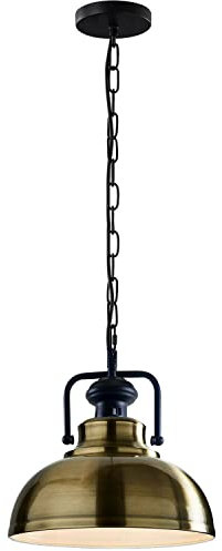 LEDSone Industrial Vintage Style Ceiling Hanging 90 cm Adjustable Cable with Chain Pendant Light Chandelier with E27 Base Curvy Dome Lamp Shade for Office,Cafe