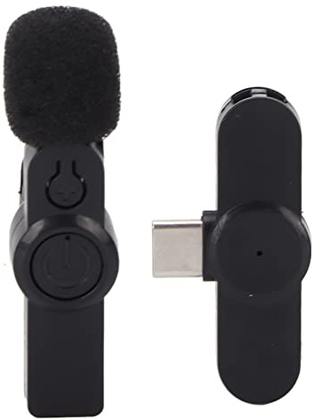 Micrófono Lavalier Inalámbrico, Micrófono Lavalier Inalámbrico Par Automático Profesional Reducción de Ruido Alta Sensibilidad para PC para Tabletas para Teléfono Móvil
