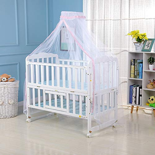Ruspela Moskitonetz für Baby-Kinderbett, kuppelförmig, zarte Spitzendekoration, große Atmungsaktivität, hält Ihr Baby fern von Mücken