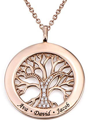 MYKA Personalisierte Halskette mit Kettengliedern und Namen aus Sterling Silber 925 / Vergoldet - Schmuck Geschenk für Damen - Mutter - Freundin (Rosévergoldetes 925er Sterling Silber)