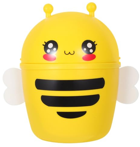Alipis Mini Flip Trash can Bee Shape Small Desktop Garbage Bin with Lid for Office Kids Room Bathroom Kitchen Storage