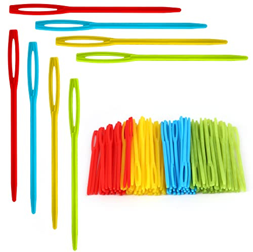 SAVITA 50 Piezas Agujas de Coser de Plástico, Agujas de Ojo Grande Aguja de Tejer de Hilo de Plástico Colorido Agujas de Aprendizaje para Costura de Bricolaje para Niños (7 cm/2,76 Pulgadas)