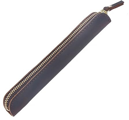 Leder-Federmäppchen Stiftetui aus Leder Retro-Stiftschutzhülle tragbare Stifthülle mit Reißverschluss Soft Pen Schutzhüllenabdeckung für Stifte Füllfederhalter Bleistifte