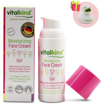 Crema hidratante para el rostro Vitalkind para niñas. Cosmética premium de cuidado natural para niños, 50ml