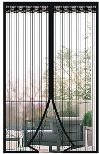 DIKER Magnetic Fly Screen Door, Fly Nets for Doors 75 X 200cm, Door Fly Screen, Screen Mesh Insect Protection Door No Gap, Easy to Install Without Drilling, Keep Bugs Out Lets Fresh Air in, Black