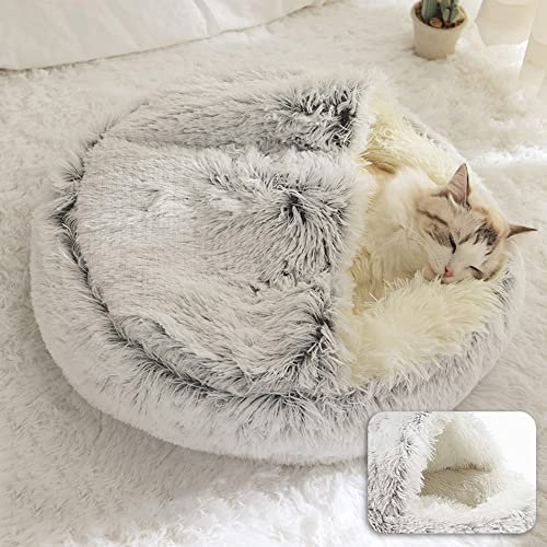 Höhle Haustierbett Weiches Haustier Schlafkissen Bett Haustier Beruhigendes Sofa Höhle Haus Katzen Nest Kleine Hunde Plüsch Donut Bett für Indoor Katzen Welpen