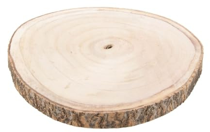 NaDeco Paulownia-Holzscheibe in vielen Größen zur Auswahl | Große Baumscheiben | Holzteller | Baumstamm- Scheiben | Holzscheibe zur Dekoration | Natürlicher Tortenteller, Größe:ca. 40x40 cm