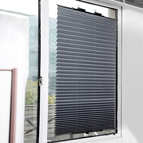 KGUDYS Saugnapfes Rollo ohne Bohren,plissee-verdunkelungsrollos für Fenster und türen,versenkbare Blackout blind Shades,98% UV-beständig,isolierte vorhänge,mit montagezubehör,65x140cm/25.6x55in