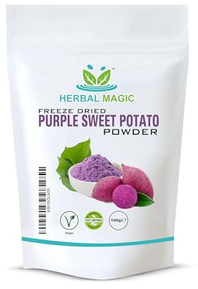 Herbal Magic's Pure Freeze Dried Purple Sweet Potato Powder, Sprinkle on Fresh Fruit, Sparkle Your Smoothies,use in raw Food Recipes, Natural Food Color100 g (Pack of 1)