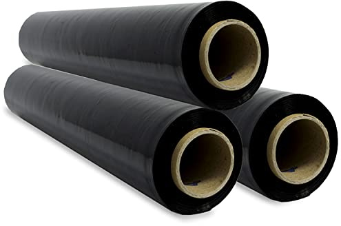 SIDI schwarze Stretchfolie für Möbel, Umzugskartons, 50 cm x 300 m, Schwarz