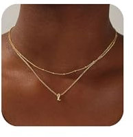TINGN Schichtige Goldkette mit Monogramm-Anhänger A-Z, 14K Goldvergolder Choker, persönliches Geschenk für Frauen, Teenager und Mädchen
