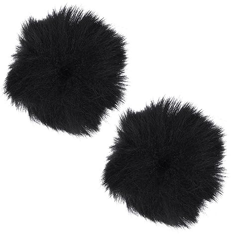 VICASKY 2pcs Windproof Plush Mic Cover Black Microphone Cover for Outdoor Recording Supple Plush Microphone Protector