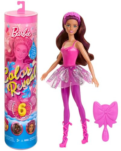 Barbie Color Reveal Doll & Accessories, Ballerina Series, 6 Unboxing Surprises Include Color Change, Inspired by Balletcore (Styles May Vary, HRK17