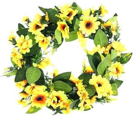 Künstlicher Blumenkranz Realistische Dekoration, Gelb, für Haustür