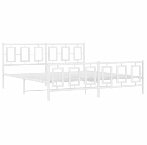 vidaXL Sängram med huvudgavel och fotgavel vit metall 180x200 cm, säng, metallsäng, metall sängram, sängar, metallsängar, metall sängramar, gästsäng