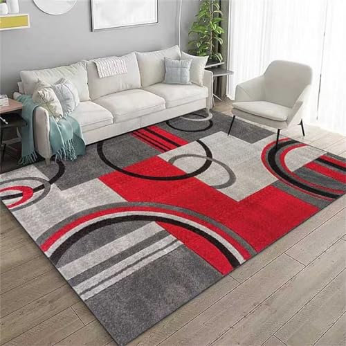 QGYFRE Klein Teppich Auslegware Teppichboden Rot 60x110CM Hall Teppiches schmutzfangmatte waschbar Grauer Wohnzimmerteppich moderner geometrischer schmutzabweisender