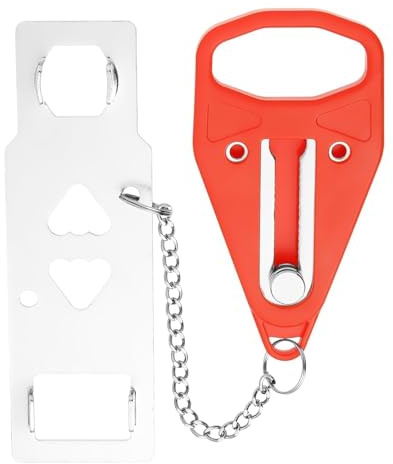 NIYATA Seguridad De Puerta Portátil,Cerradura Puerta Hotel,Cerradura Puerta De Viaje,Utilizado En Hoteles,Apartamentos,Casas,Antivol,Portátil(Rojo)