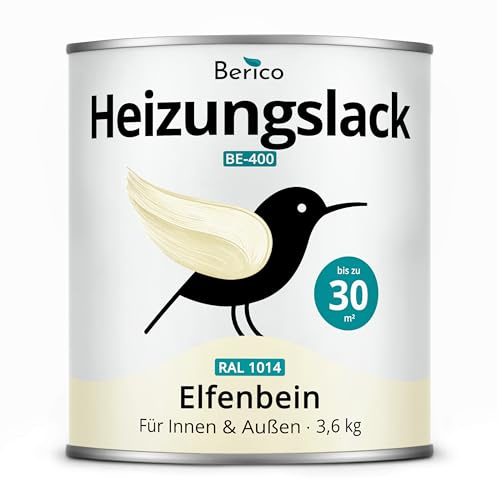 Berico Heizkörperlack - 3,6 Kg - Elfenbein Beige - BE 400 Heizungslack, Heizungsfarbe, Heizkörperfarbe, Acryllack