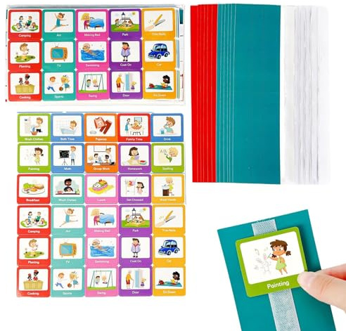 Programma visivo, programma giornaliero per i | Tabella del programma giornaliero delle responsabilità | 60 carte di comunicazione comportamentale per la scuola domestica, migliorano la cognizione