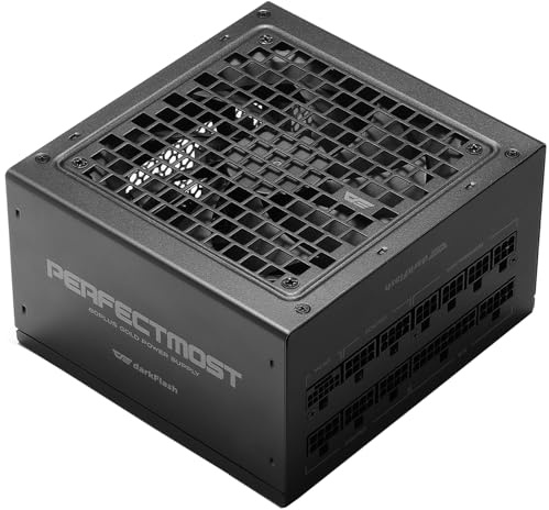 darkFlash PMT750 Vollmodulares ATX 3.1-Netzteil, 80 Plus Gold Effizienz, PCIe 5.1 & 12VHPWR-Unterstützung, 100% Japanische 105°C-Kondensatoren, Kompakte 150-mm-Bauweise (Schwarz)