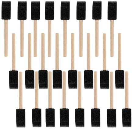 24 Pcs Sponge Paint Brushes, 1 Inch Foam Brush, Sponge Foam Paint Brushes for Arts and Crafts Painting Craft, for Acrylics, Stains, Varnishes, Crafts(Black)
