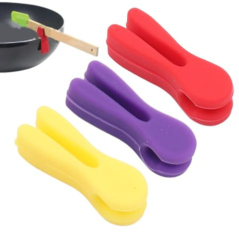 Clip per pentola in silicone, poggiapolsi in silicone per piano cottura – supporto per cucchiai, utensili da cucina a forma di coniglio, supporto per spatola 3X per bancone, portacucchiaio da cucina
