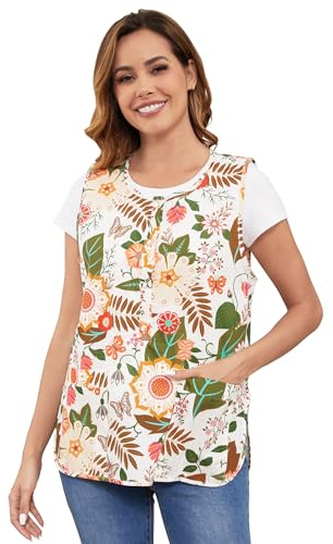 Nanxson Bedruckte Schusterschürze, verstellbarer Ausschnitt, Knöpfe für Damen, mit Taschen, Schürze für Reinigung, Malerei, Gartenarbeit