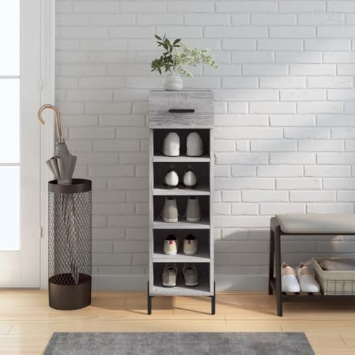 Xichuzi Schuhschrank Grau Sonoma 30x35x105 cm Holzwerkstoff, Schuhbank, Shoe Rack, Schuhe Schrank, Schuhkommode, Mehrzweckschrank, Schuhregal - 829690