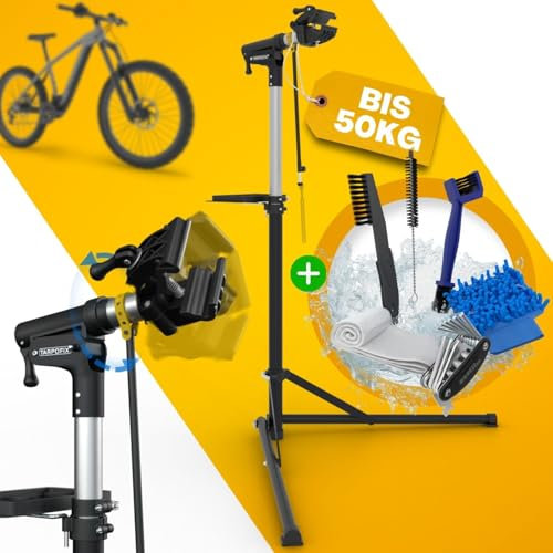 Tarpofix® Fahrrad Montageständer bis 50kg | Profi Montageständer für Fahrräder | Ebike & Fahrrad Reparaturständer | Schwerlast Fahrradhalter E-Bike | Fahrradständer Reparatur | Fahrradmontageständer