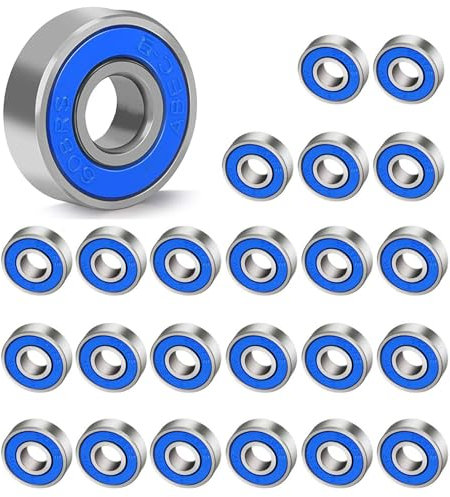 Cuscinetti a Sfera, 24 Pezzi Cuscinetto a Sfera 608 RS, Cuscinetto a Sfera Miniaturizzato a Doppia Tenuta in Acciaio al Carbonio, Miniaturizzato a Doppia Schermatura, per Skateboard, Scooter, Blu