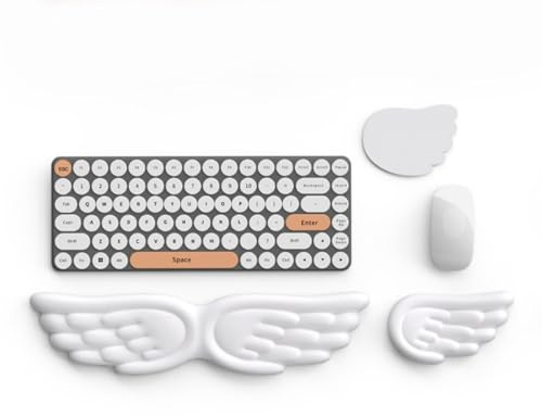 Generisch Engelsflügel Handgelenkauflage für Tastatur und Maus, Tastatur-handgelenkauflage,ergonomisch, weicher Memory-Schaum, Handgelenkstütze（Das 3-teilige Set Wird mit Untersetzern geliefert）