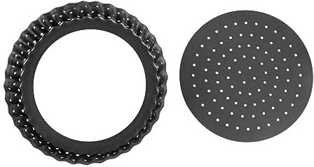 PRETYZOOM Teglia Antiaderente Per Pizza Fondo Estraibile e Fori, 12,7 Cm, in Acciaio Al Carbonio, Per Cottura Commerciale e Facile Pulizia