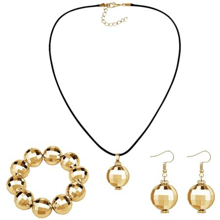 VARKAGE 3Er-Pack Discokugel Ohrringe, Mirror Ball Ohrringe Halskette Armband für Damen und Mädchen Retro Disco Motto Party Kostüm Zubehör
