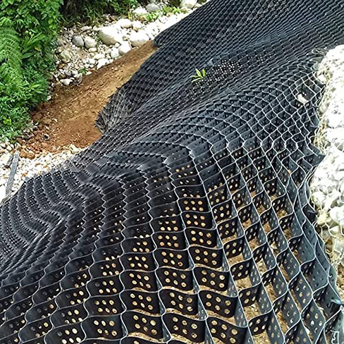 Rejilla estabilizadora de suelo resistente para calzadas, patios y estacionamientos, sistema de geomalla duradero para superficies inclinadas, ideal para granjas, garajes y caravanas (4 m x 6 m)