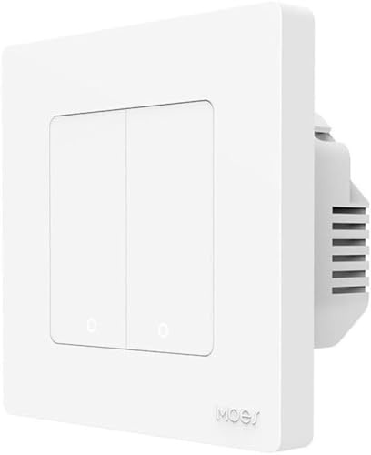 Smart Wall Light Switch,WiFi Touch Switch, 2 Gang 2 Way Wall Switch,No Neutral Needed,No Neutral Wire Required, Alexa Light switchs,Smart Life Tuya Remote Control,with Backlight (2 Gang White)