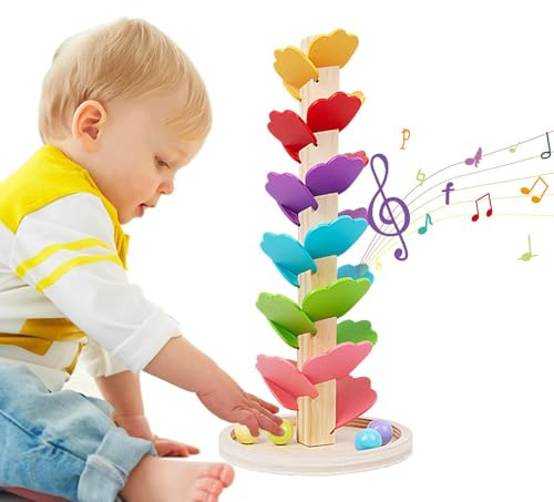 Regenbogen Musikbaum,Holzspielzeug Mit Farbsortierung & Lernfunktion | Interaktives Pädagogisches Kreativspiel Zur Förderung Der Hand-Auge-Koordination Für Zuhause, Schule & Unterwegs -