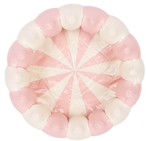 Stylebest Kleiner Aufblasbarer Pool, Verdicktes, Faltbares Aufblasbares Bällebad aus PVC für Kleinkinder Unter 1,2 M, mit Niedlicher Form und Leuchtenden Farben für den Innen- und (Gestreiftes Rosa)