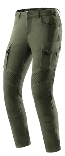 REBELHORN Faster Pantalones Vaqueros de Moto Hombre | Forro de Fibra Aramida | Protectores de Rodilla y Cadera Nivel 2 | Bolsillo para Protector de Coxis | Dos Bolsillos Cargo | Tapered Fit