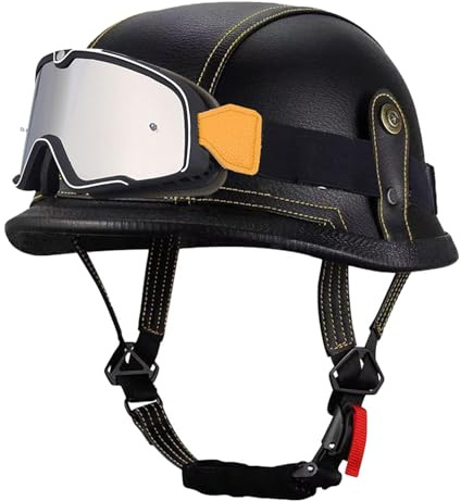 Casco Mezzo Da Motociclista Retrò Caschi Jet E Demi-Jet Caschi Cromwell Leggero Omologato ECEDOT Aperto Casco Da Moto Con Occhiali Elmetto Scodella Per Adulti Uomini Donne O,L:59-60CM