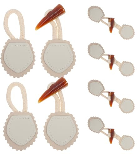 CONGARTENO 6 Stück Teiliges Vintage Horn-knebelknöpfe mit Pu-lederband zum Aufnähen Robuste Mantelverschluss-toggles für Jacken Windbreaker und Strickwaren Verstellbare Langlebige Coat Toggle