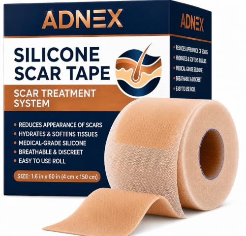 Medical Grade Silicone Scar Tape 4cm x 1.5m – Reusable Waterproof Silicone Scar Removal Sheets for Surgical & Acne Scars – Silicone Scars Roll for Burns, Wrinkles, Plus Old & New Stretch Marks