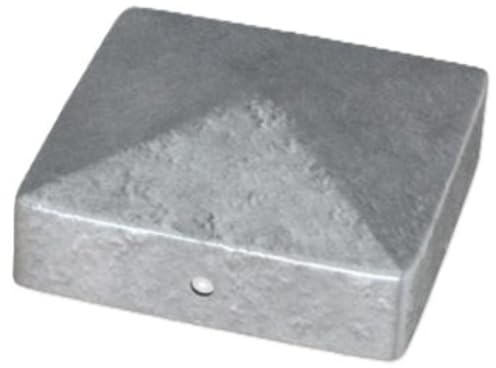 BPC Fixings Metal Post Cap in Silver - Pyramid Shape - 75 x 75mm - Decorative Head Protects Fence Deck Posts Against Weather Damage - Home Outdoor Garden DIY - Pack of 4