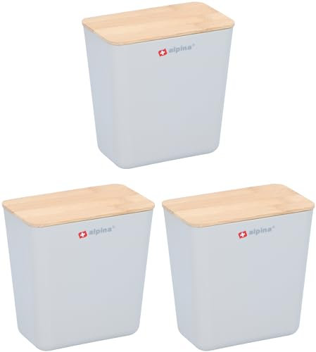 alpina Set di Contenitori per Alimenti 3 Pezzi - Contenitori Ermetici per Alimenti da 1L - 13,5 x 13 x 8 cm - Scatole di Plastica per l'Organizzazione della Cucina - Bianco