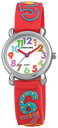 Excellanc Kinderarmbanduhr Analog Lernuhr Jungen Mädchen | Armbanduhr Kinder ab 4 Jahre – Lernuhr | Kinderuhr Analog Jungen 6 8 10 Jahre – bunt wasserdicht Schulkind Geschenk