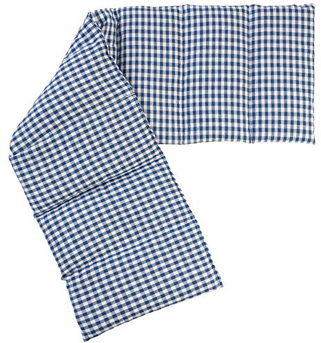 Leinsamenkissen 75x20cm groß 8-Kammer, blau-weiß - Wärmekissen, Körnerkissen