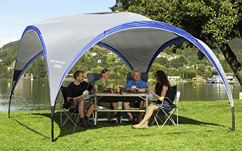 Berger Pavillon Sunrise │ 3,5mx3,5m UV50+ Sonnenschutz, grau/blau, robust gegen Wind als Partyzelt zum Camping oder als Gartenpavillon │ Inkl. Tragetasche 12m² Fläche